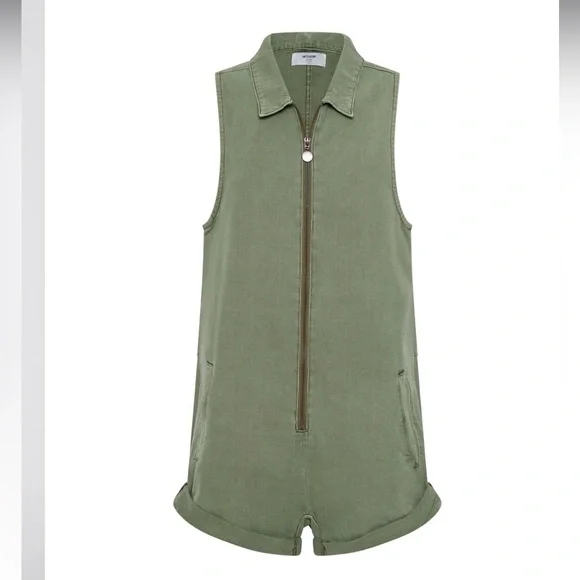 One Teaspoon | Khaki Mini Braxton Overalls - Picture 6 of 10